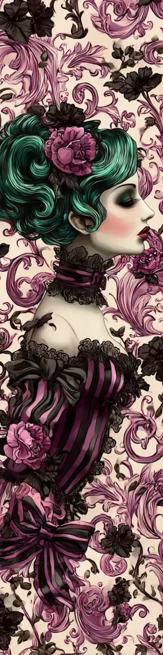 Free printable artistic wrought iron woman bookmark