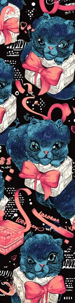 Free printable blue cats with ribbons bookmark