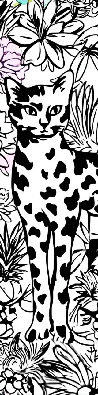 Free printable cat coloring black and white bookmark