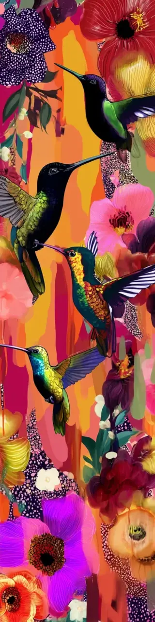 Free printable colorful orange hummingbirds bookmark