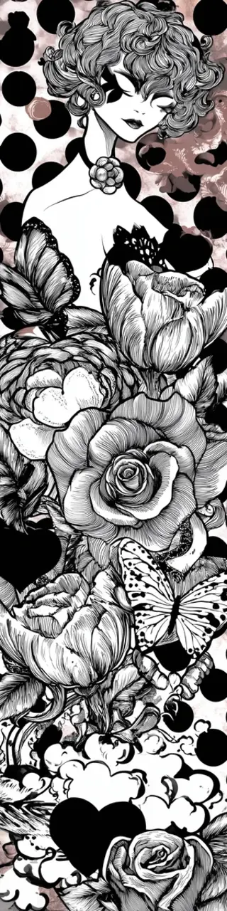 Free printable coloring floral woman bookmark