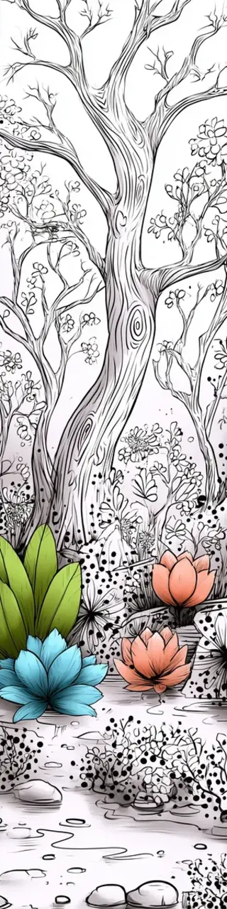 Free printable tree coloring bookmark