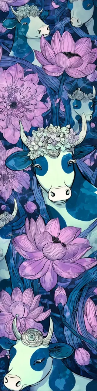 Free printable beautiful floral cows bookmark