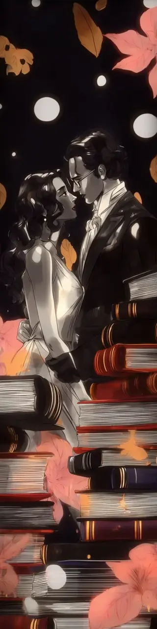 Free printable dark academia books couple bookmark