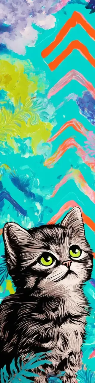 Free printable gray kitten on blue background bookmark