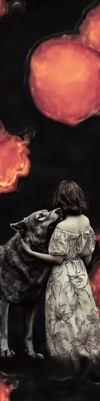 Free printable hugging a wolf bookmark
