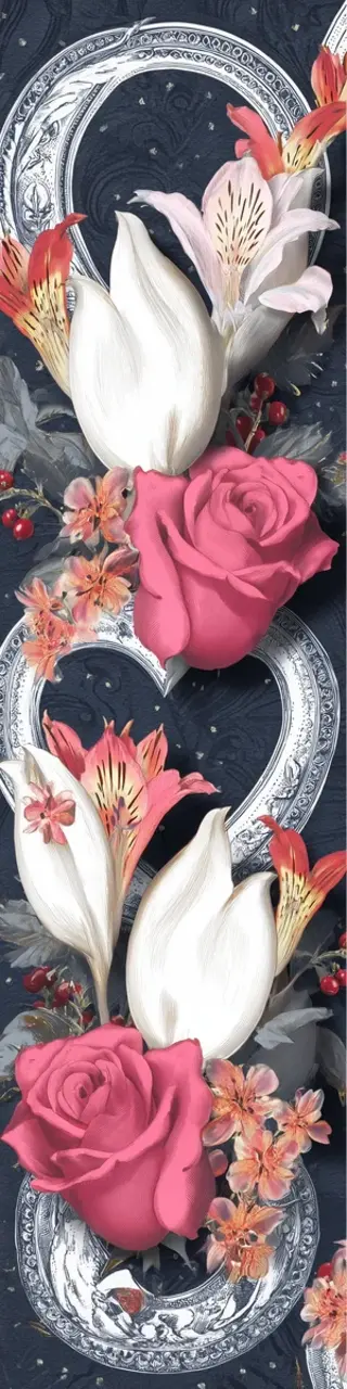 Free printable loop with roses bookmark