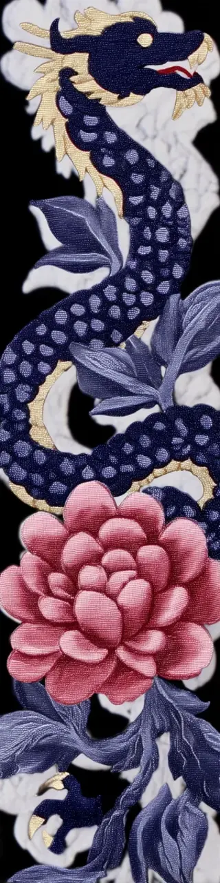 Free printable navy blue flower dragon bookmark