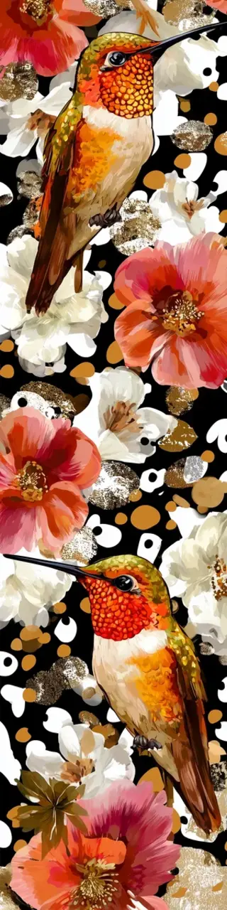 Free printable orange blossoms hummingbirds bookmark