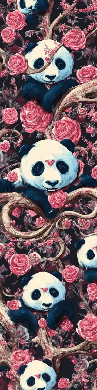 Free printable pandas in twisty vines bookmark