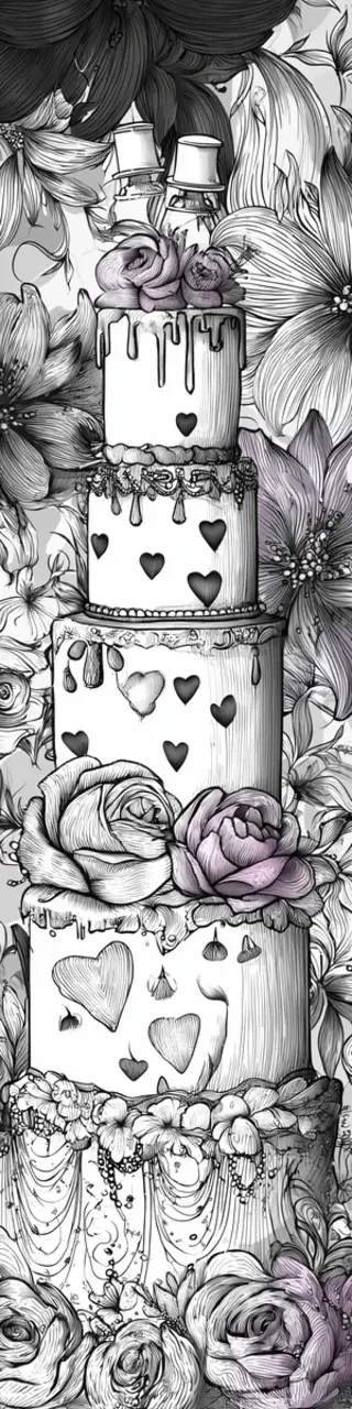 Free printable pretty wedding cake bookmark