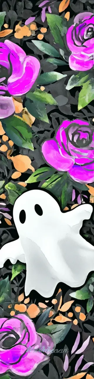 Free printable soaring ghost in flowers bookmark