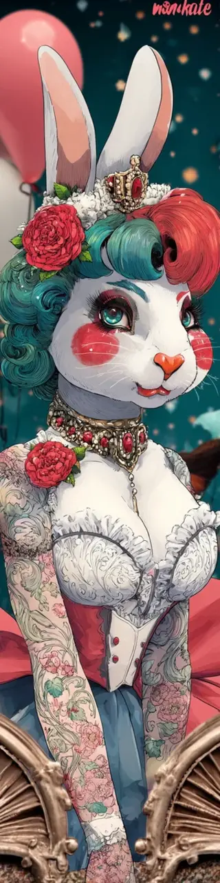 Free printable tattooed pretty rabbit bookmark