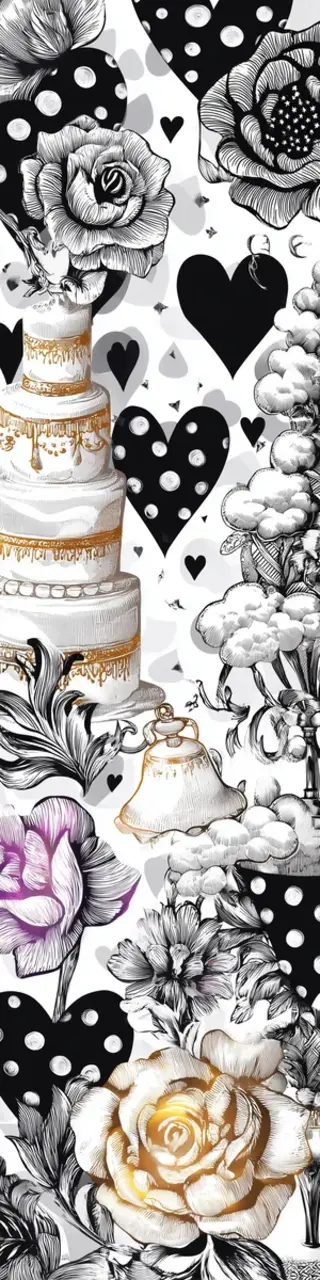 Free printable wedding cake with gold trim bookmark
